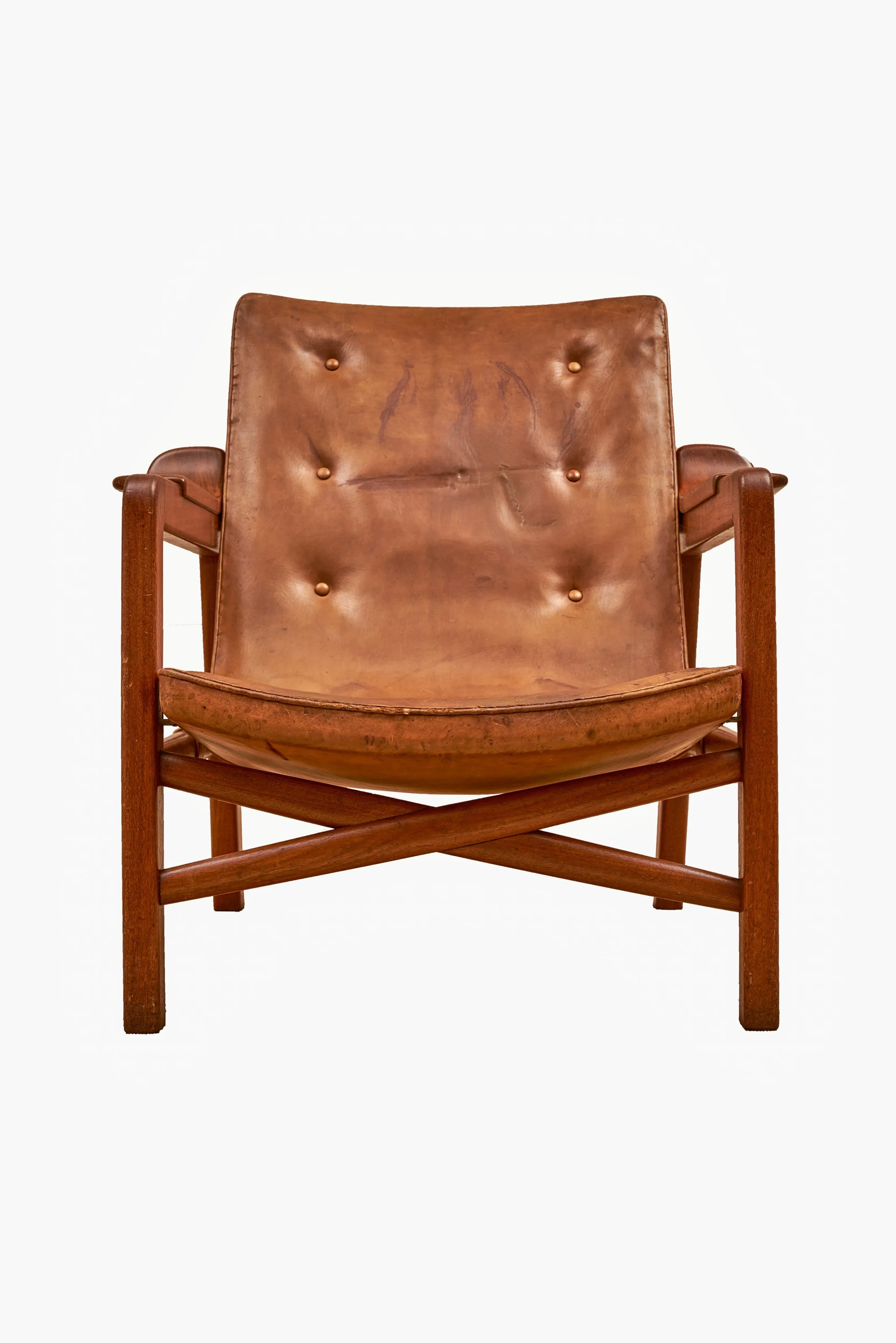 Early Kindt-Larsen 'Fireplace Chair' in Original Leather