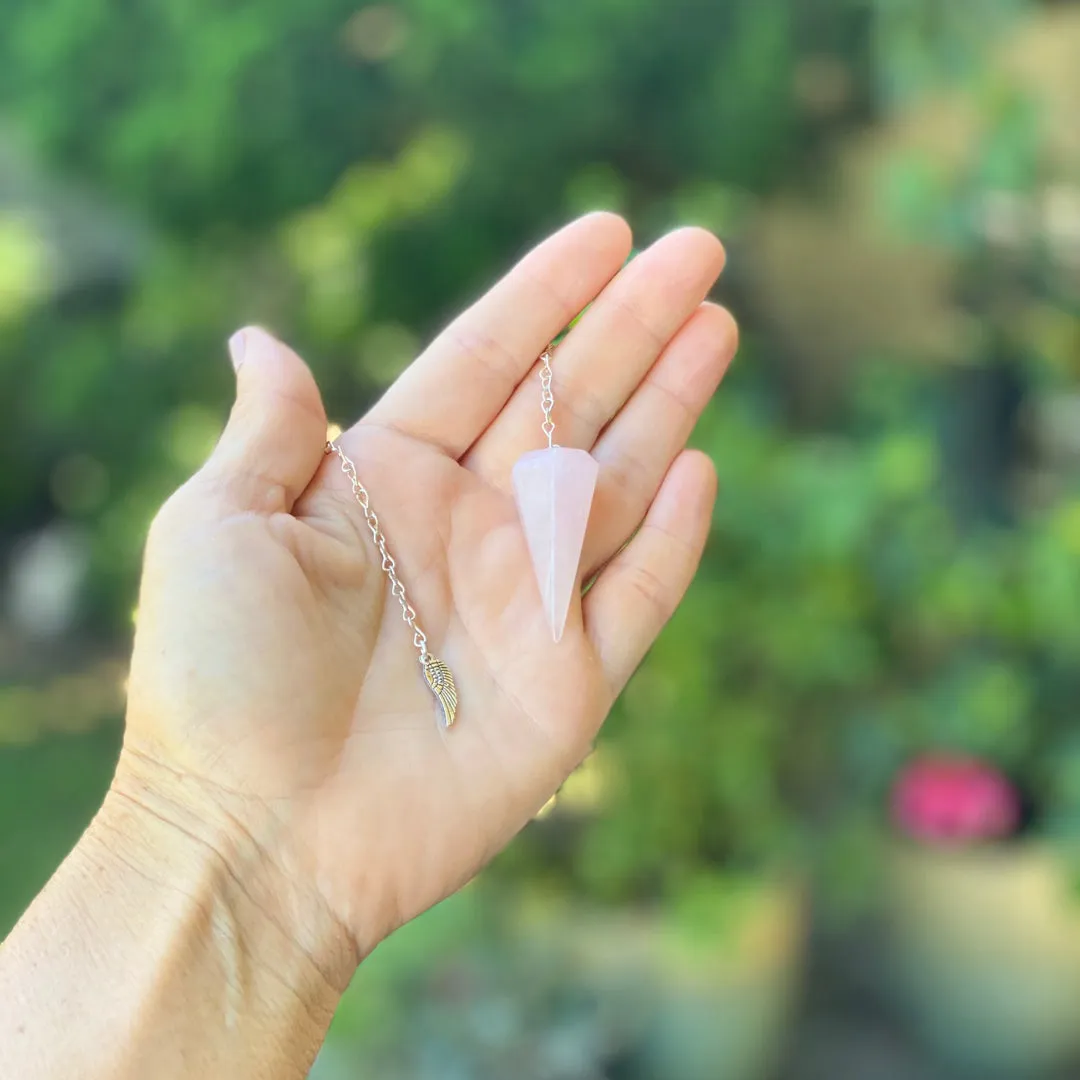 Emotional Healing Rose Quartz Pendulum Pendant Healing Point