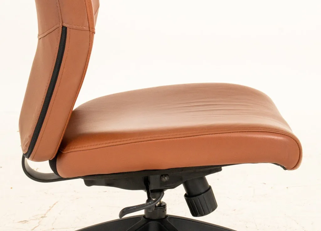 Faux Brown Leather Swivel Office Chair