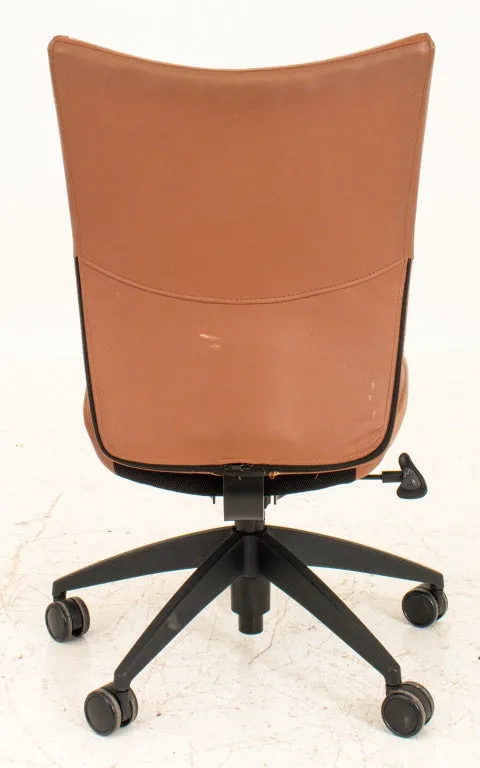 Faux Brown Leather Swivel Office Chair