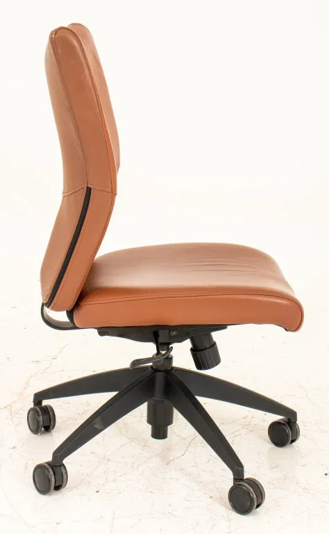 Faux Brown Leather Swivel Office Chair