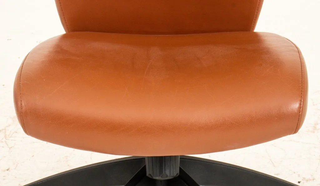 Faux Brown Leather Swivel Office Chair