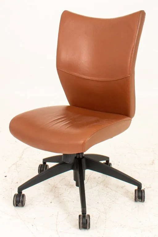 Faux Brown Leather Swivel Office Chair