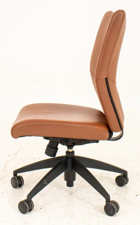 Faux Brown Leather Swivel Office Chair