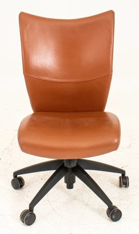 Faux Brown Leather Swivel Office Chair