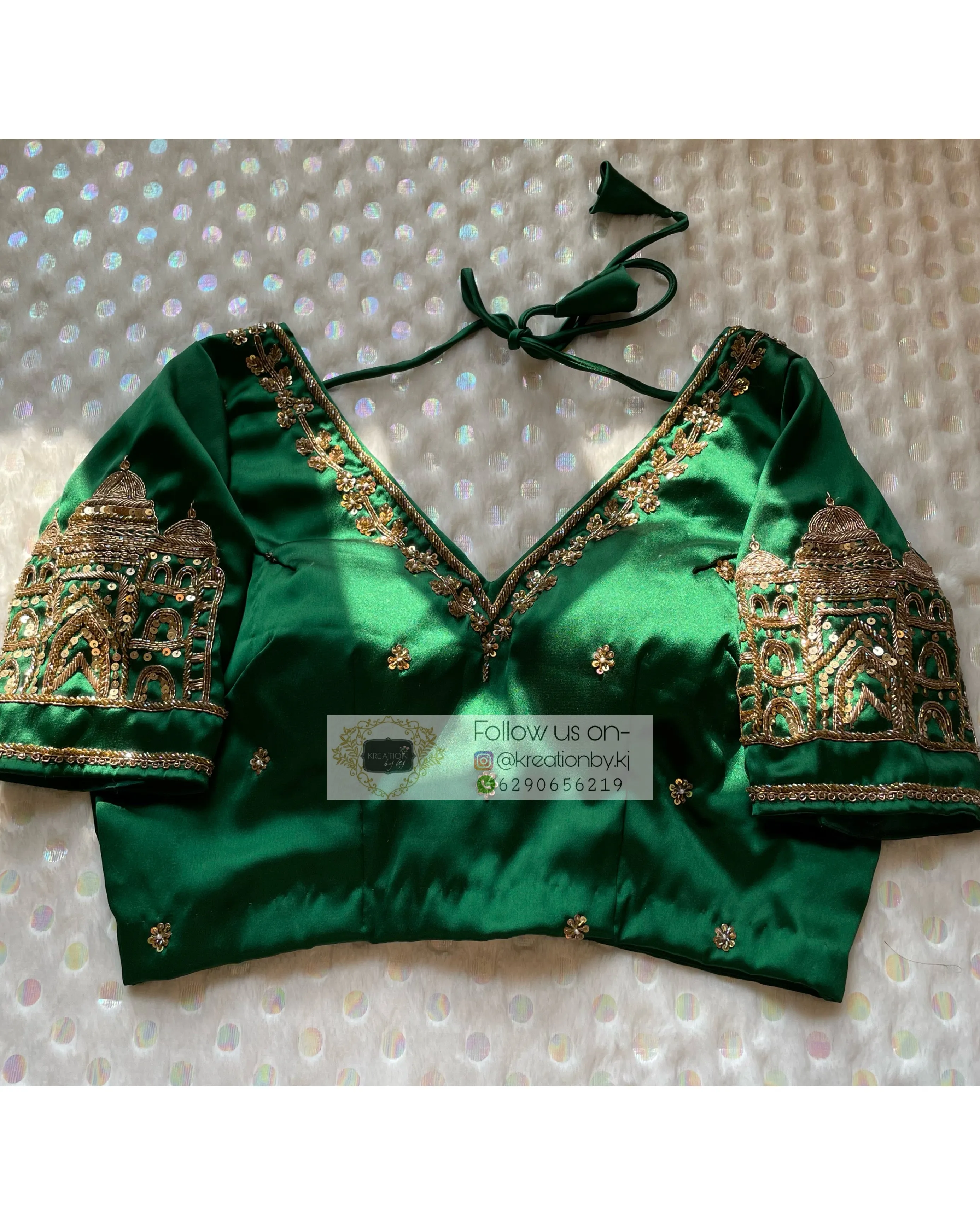 Forest Green Taj Mahal Blouse Piece