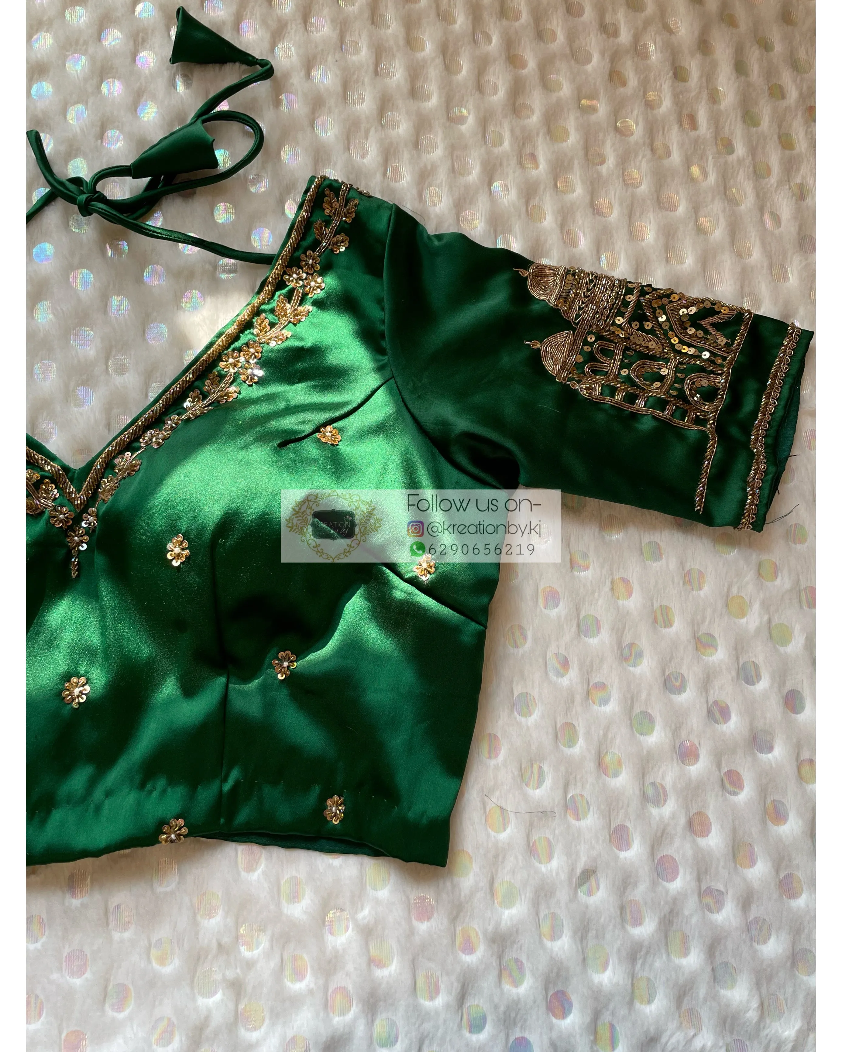 Forest Green Taj Mahal Blouse Piece