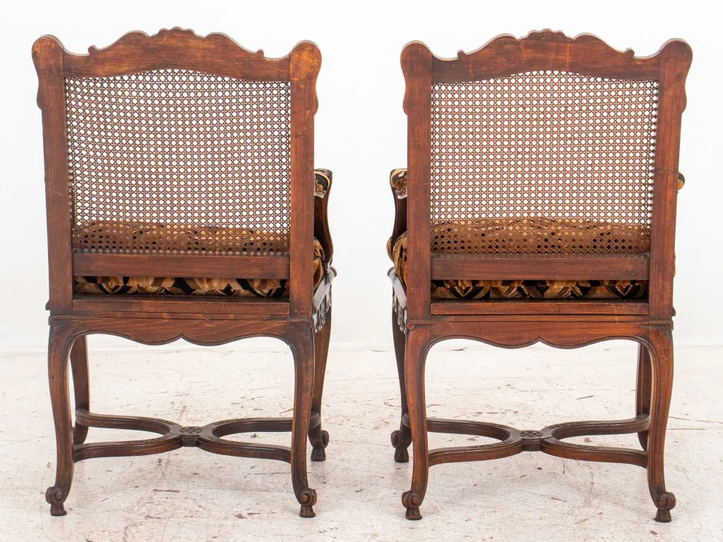 French Louis XV Style Carved Oak Armchairs, 2