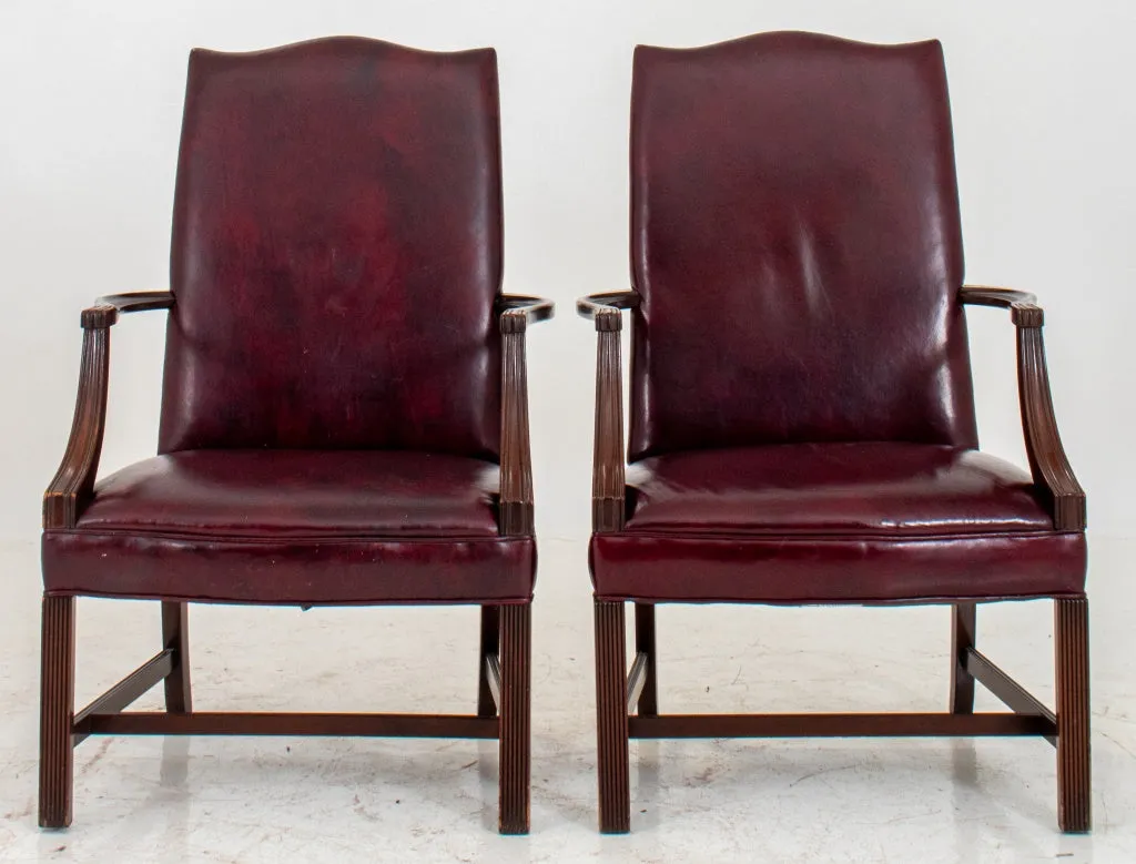 George II Style Tallback Library Armchairs