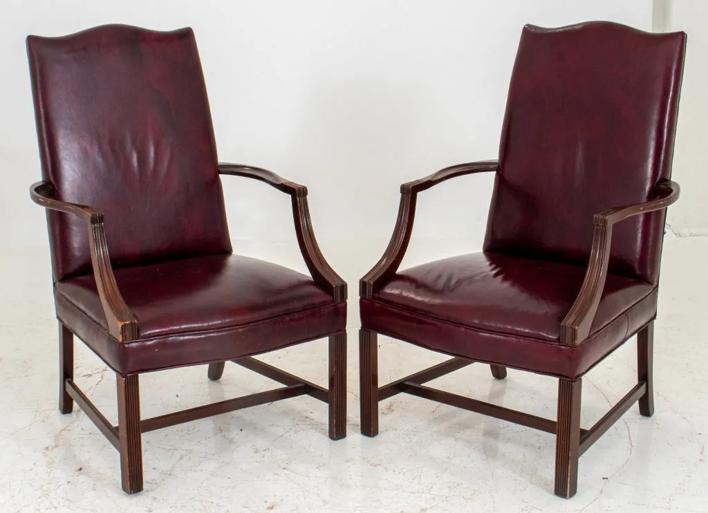 George II Style Tallback Library Armchairs