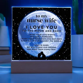 Gift For Nurse Wife, I Love You To The Moon And Back Acrylic LED Night Light Display