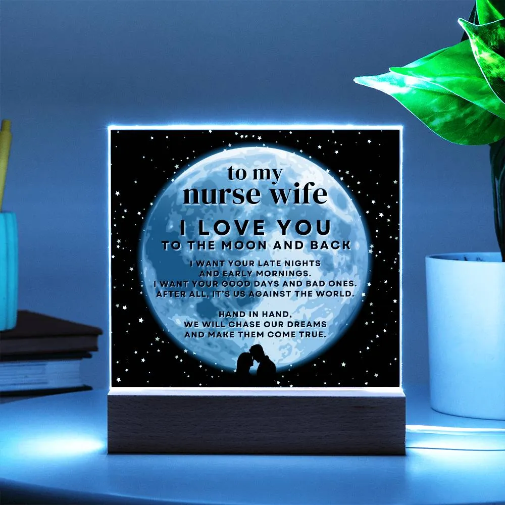 Gift For Nurse Wife, I Love You To The Moon And Back Acrylic LED Night Light Display