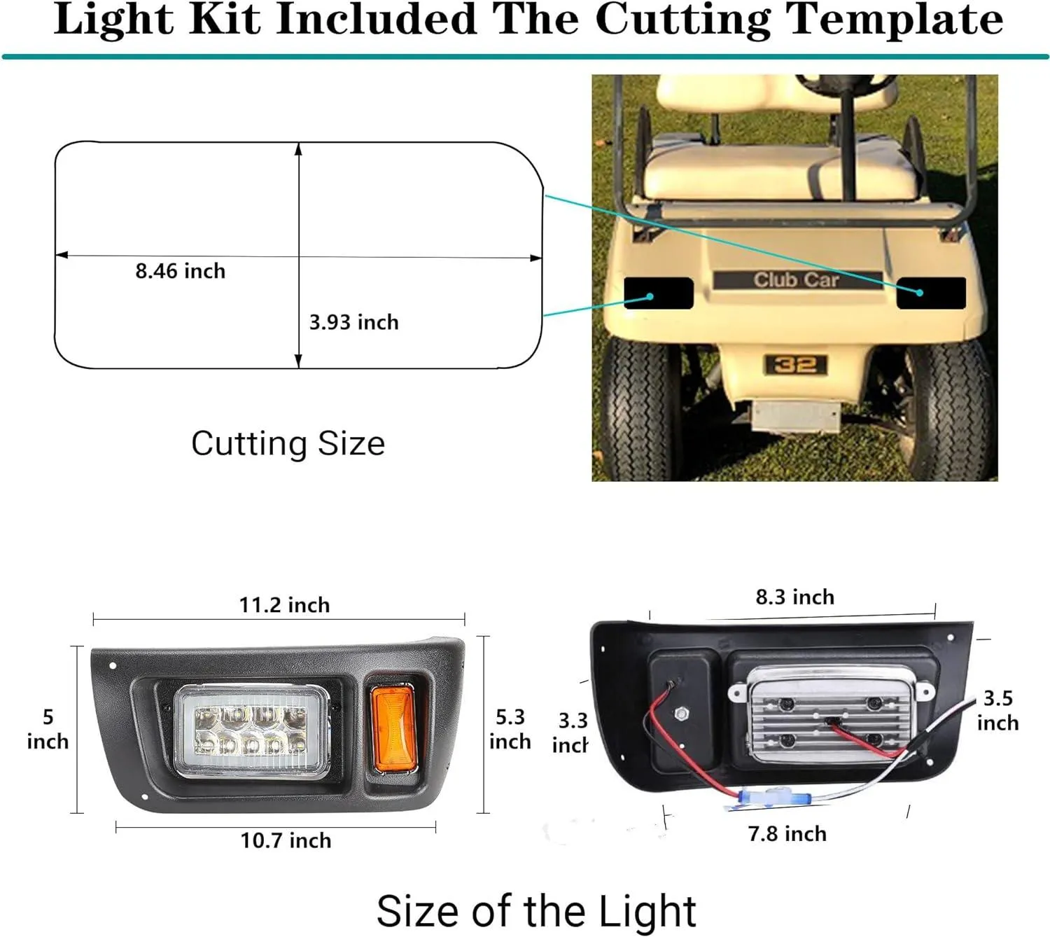 Golf Cart LED Light Kit 12V Headlight and Taillight for Club Car DS All Years - 10L0L