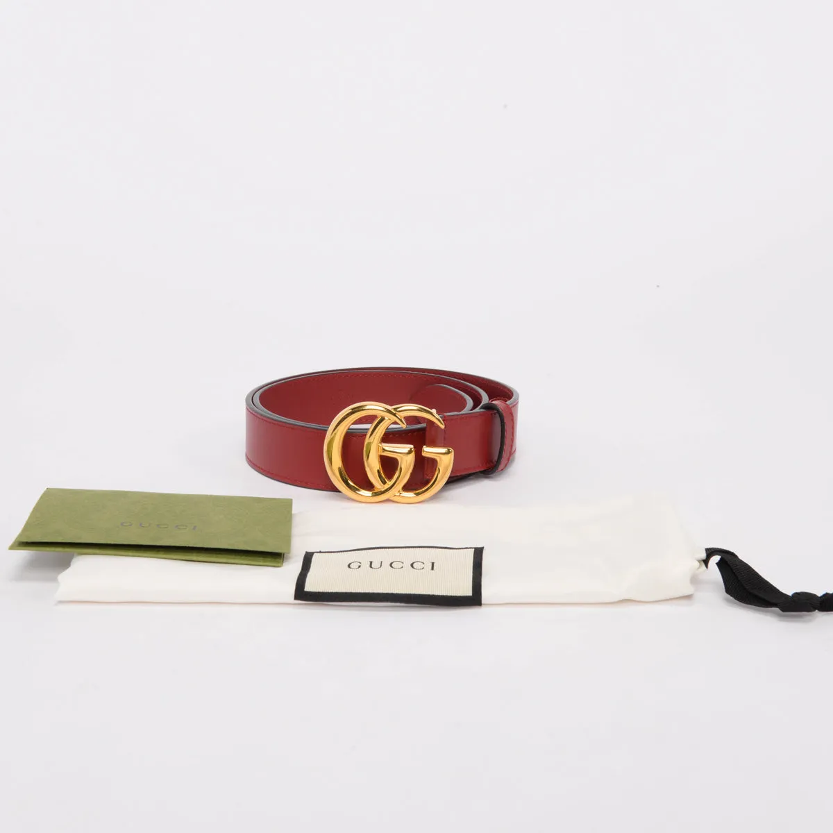 Gucci Red Leather GG Buckle Belt