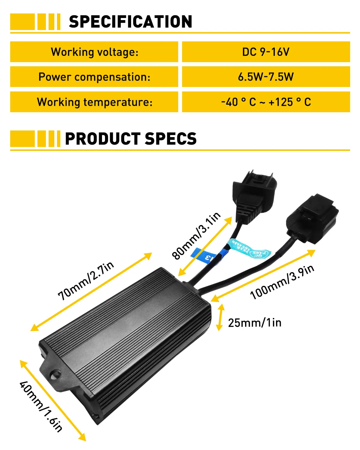 H13/9008 Load Resistor Harness Anti-Flicker Warning Canceler Decoder for LED Headlight Bulb