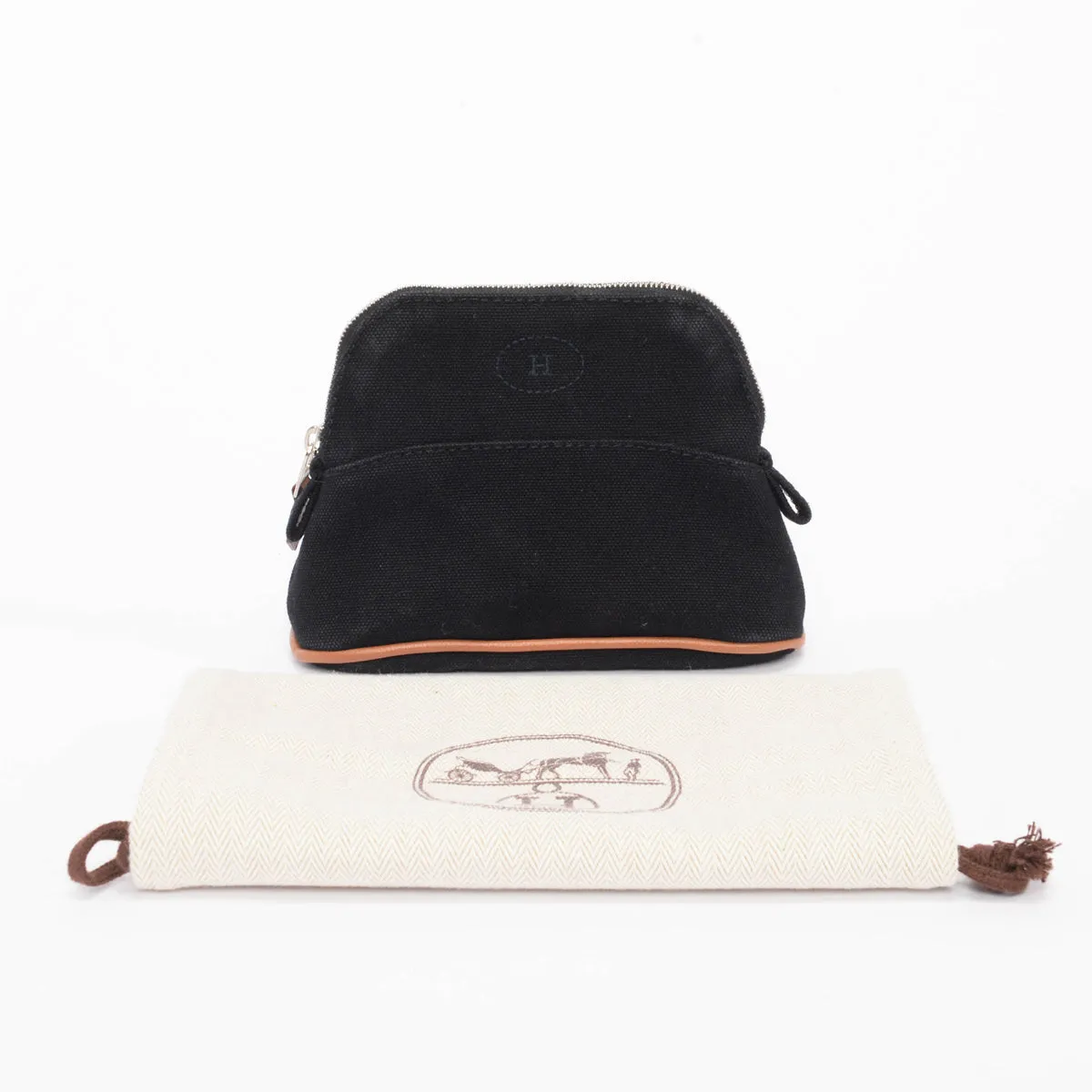 Hermes Black Canvas Bolide Mini Mini Model Pouch