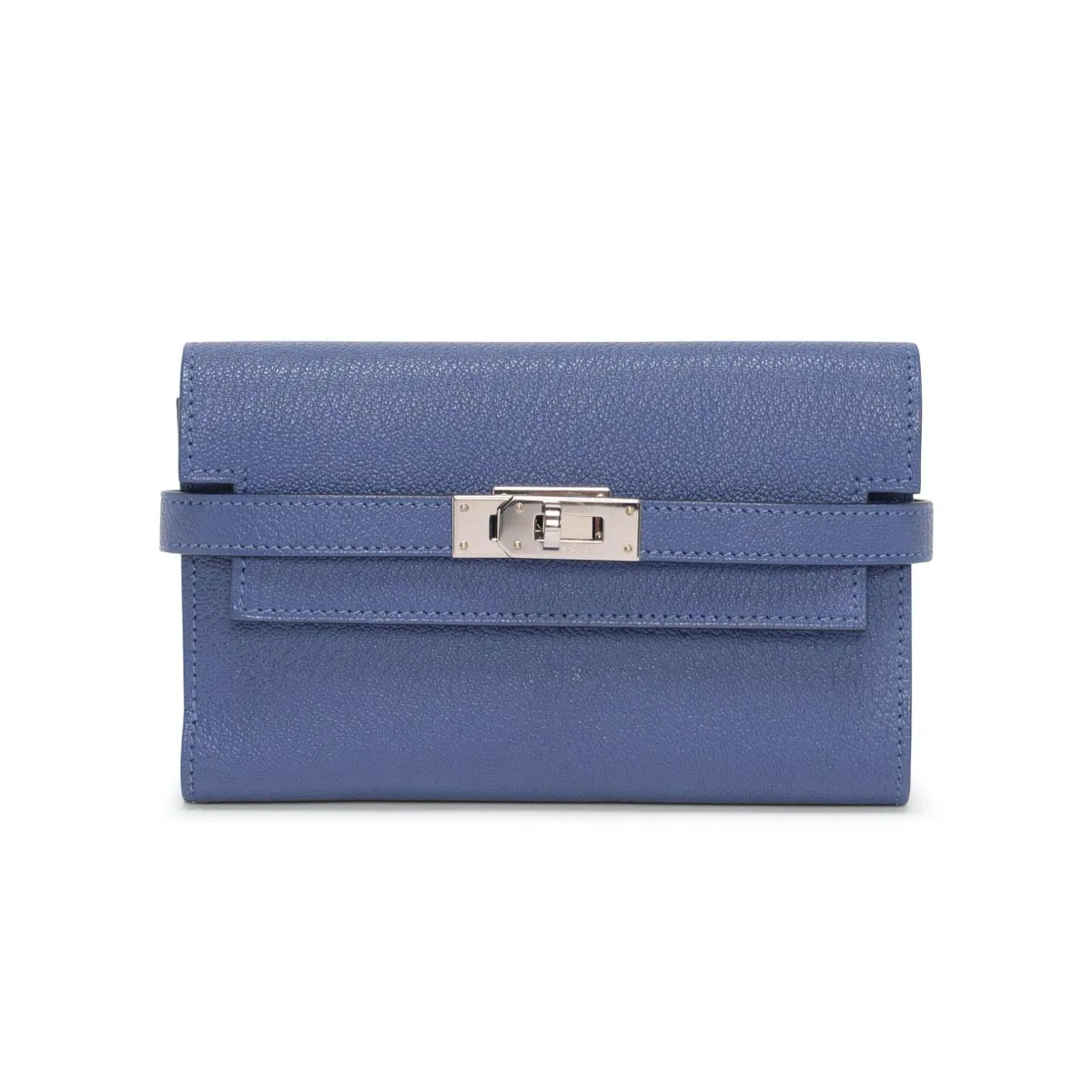 Hermes Bleu Brighton Chevre Mysore Medium Kelly Wallet