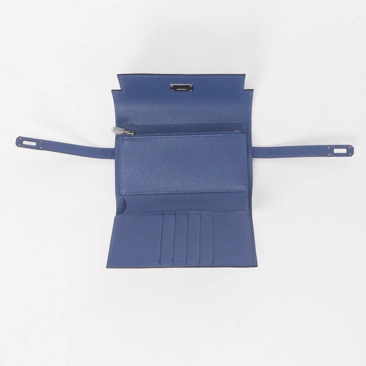 Hermes Bleu Brighton Chevre Mysore Medium Kelly Wallet