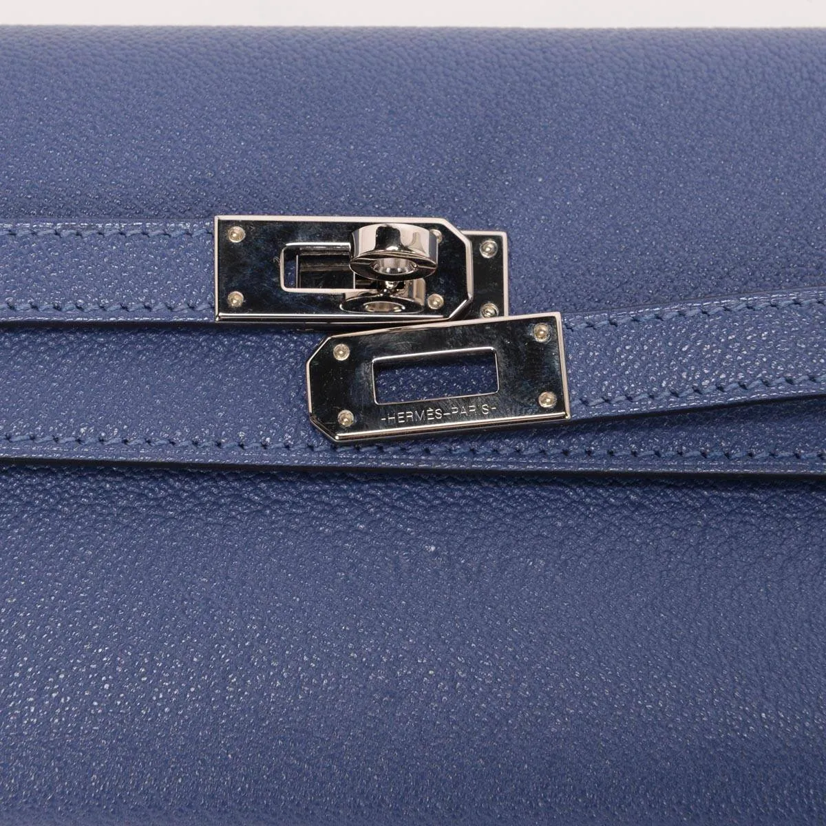 Hermes Bleu Brighton Chevre Mysore Medium Kelly Wallet