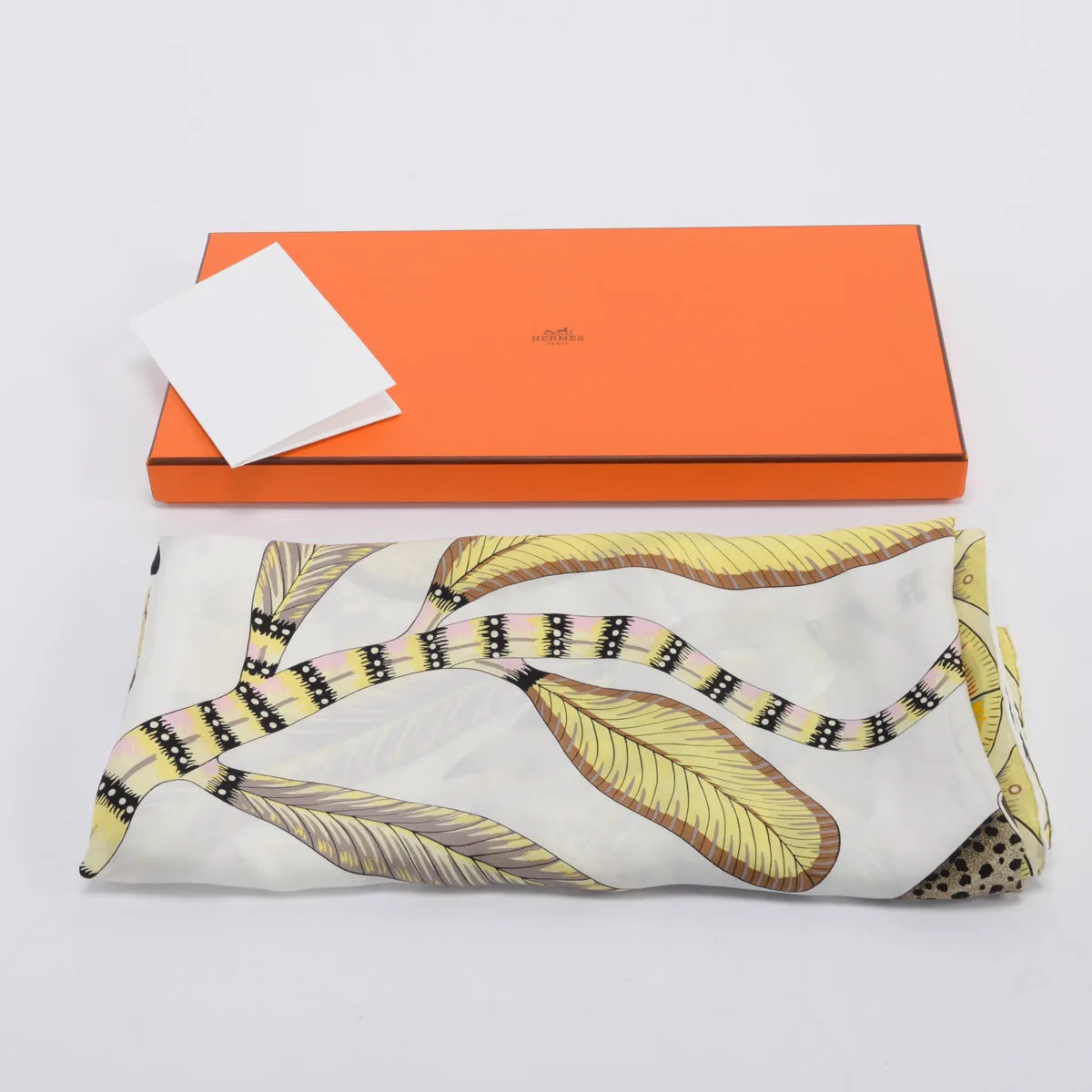 Hermes Jaune Washed Silk Savana Dance 140 Scarf