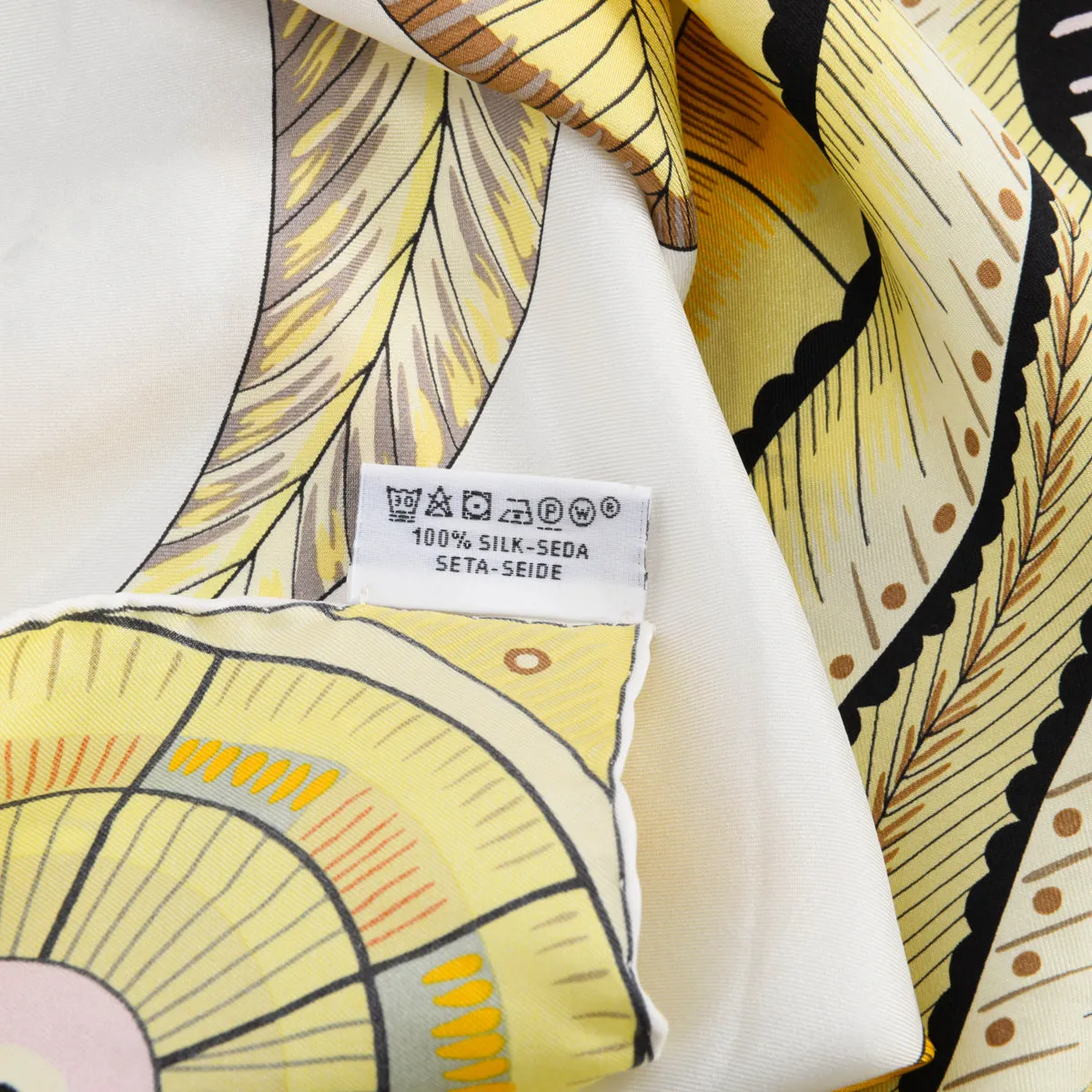 Hermes Jaune Washed Silk Savana Dance 140 Scarf