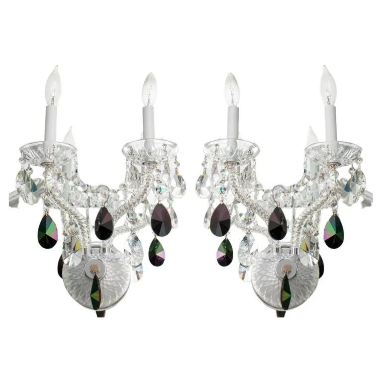 Hollywood Regency 2-Arm Wall Sconces, Pair