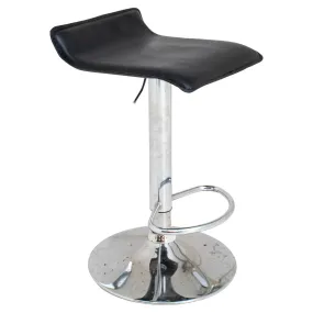 Italian Modern Style Black Leather & Metal Stool