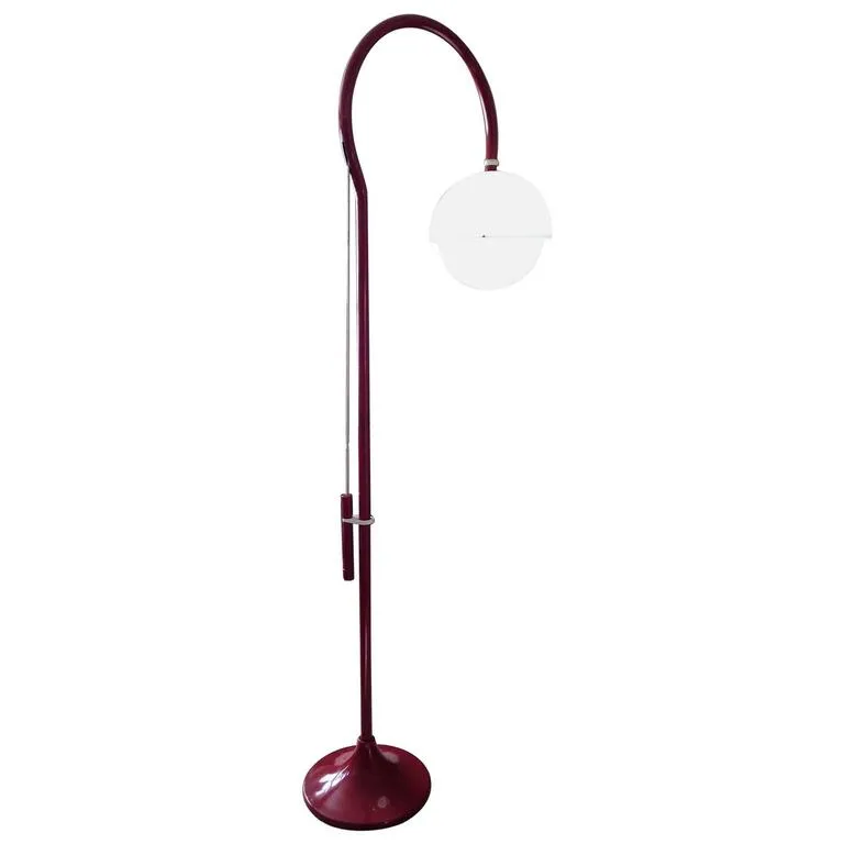 Italian Red Modernist Floor Lamp by Luigi Bandini Buti