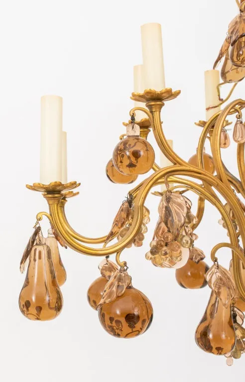 Louis XV Style Amber Glass 16 Light Chandelier