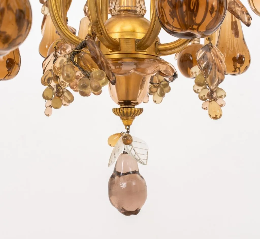 Louis XV Style Amber Glass 16 Light Chandelier