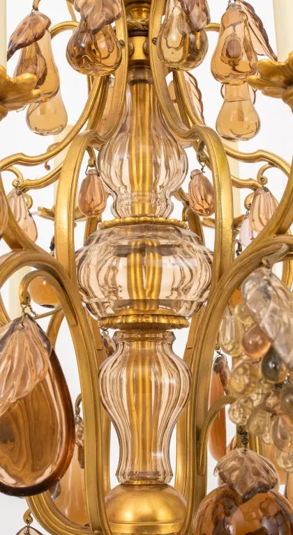 Louis XV Style Amber Glass 16 Light Chandelier