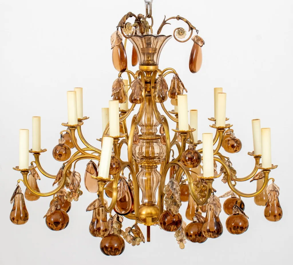 Louis XV Style Amber Glass 16 Light Chandelier