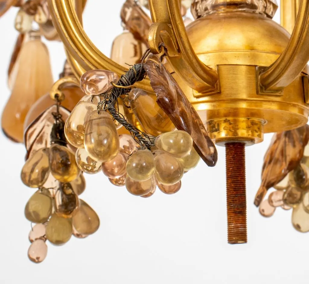 Louis XV Style Amber Glass 16 Light Chandelier