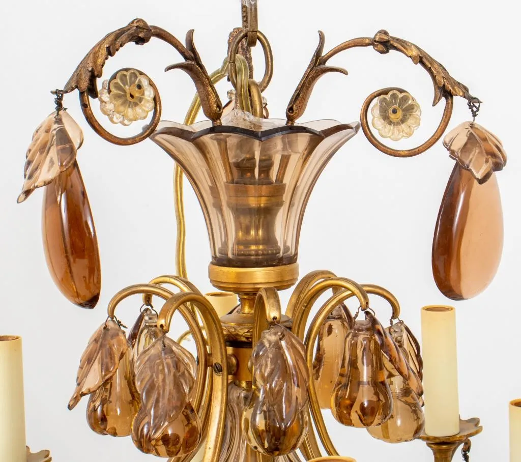 Louis XV Style Amber Glass 16 Light Chandelier