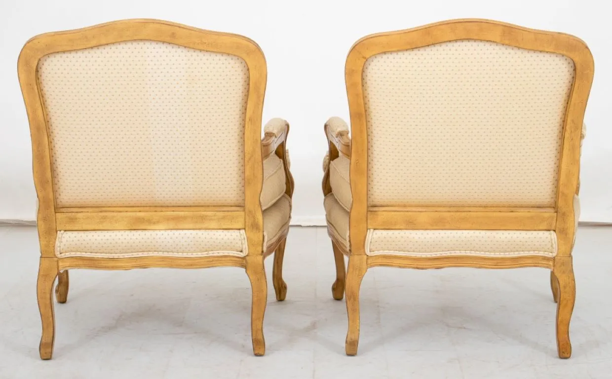 Louis XV Style Painted Wood Fauteuils, Pair