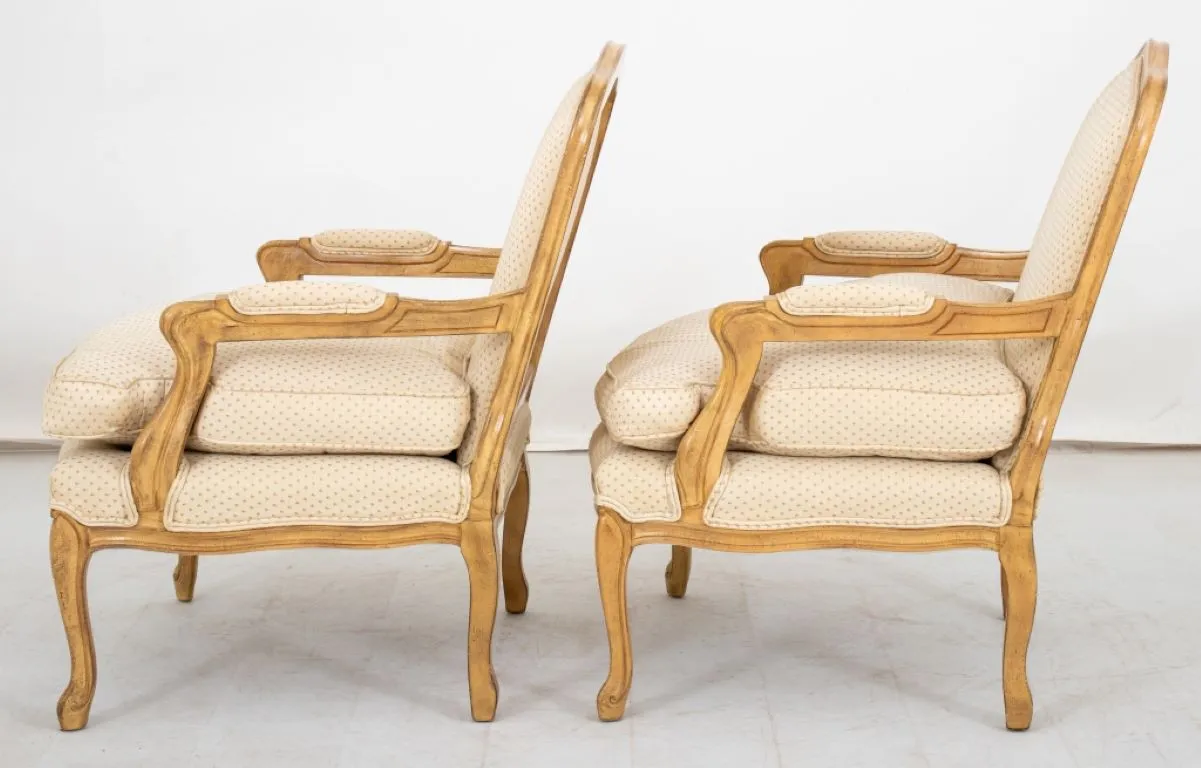 Louis XV Style Painted Wood Fauteuils, Pair