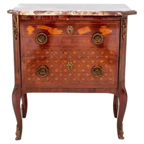 Louis XV Style Parquetry Two Drawer Commode