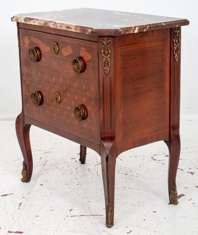 Louis XV Style Parquetry Two Drawer Commode