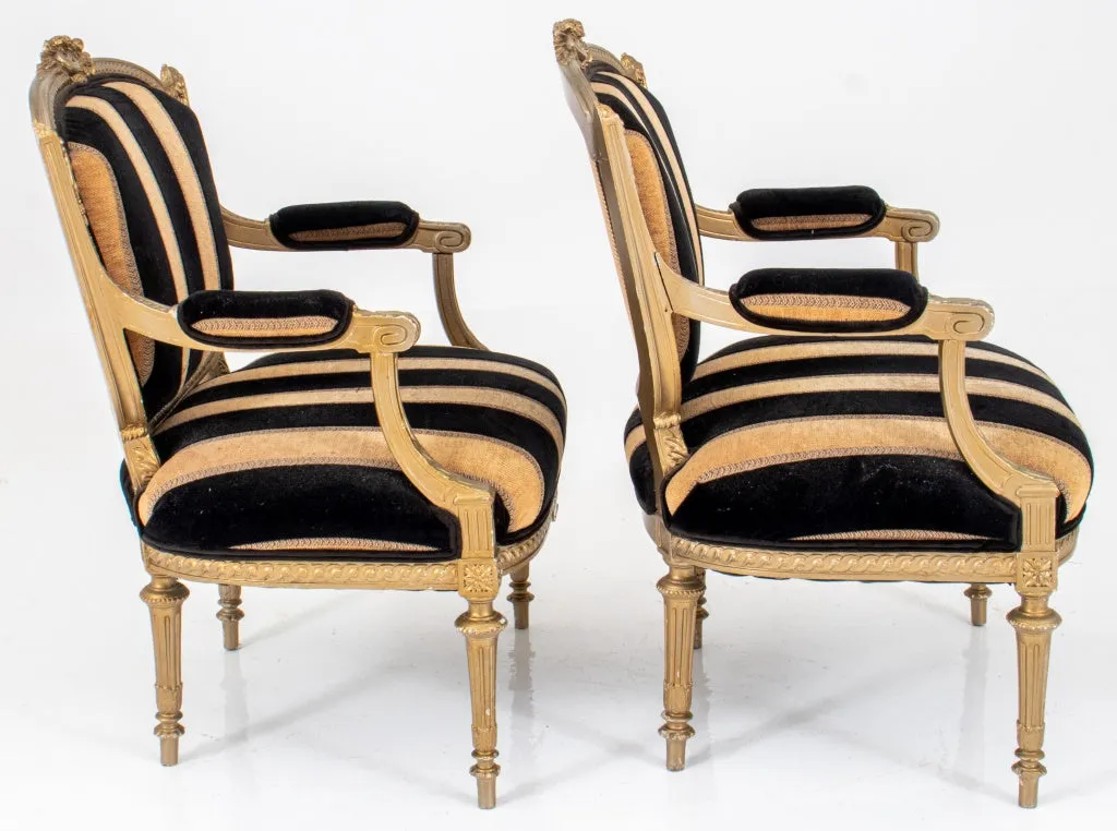 Louis XVI Style Fauteuils a la Reine, Pair