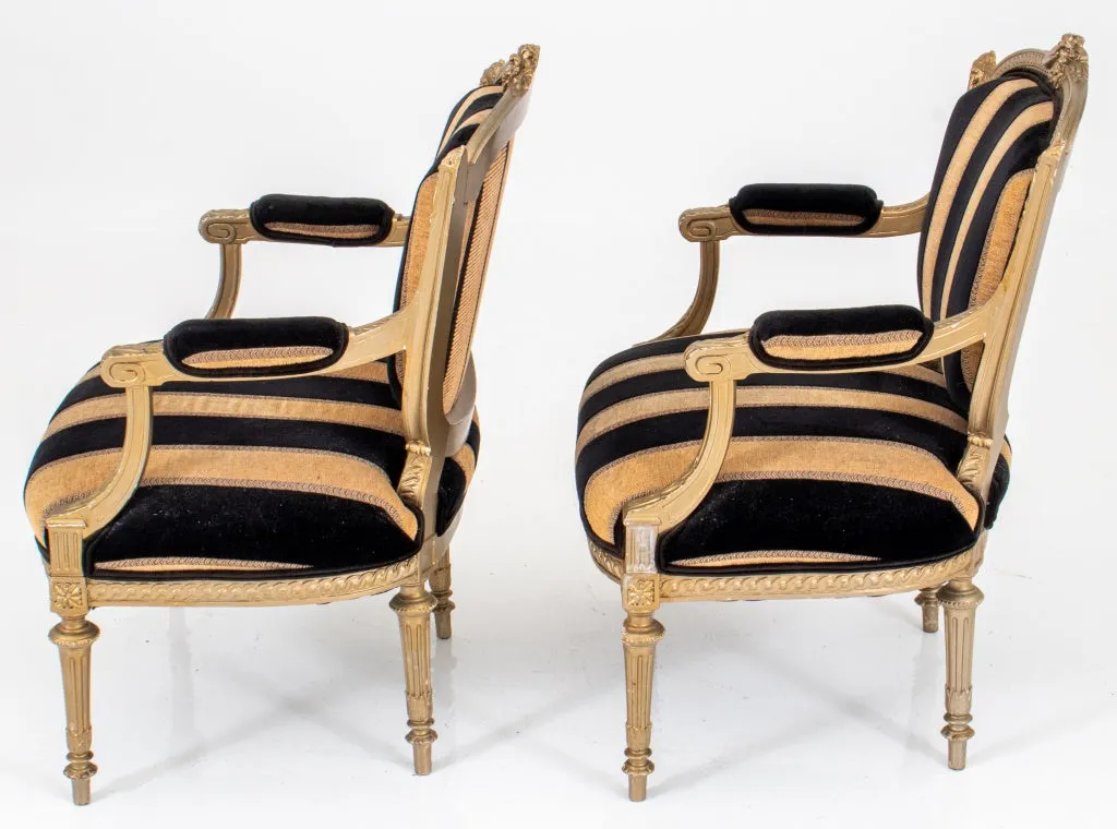 Louis XVI Style Fauteuils a la Reine, Pair