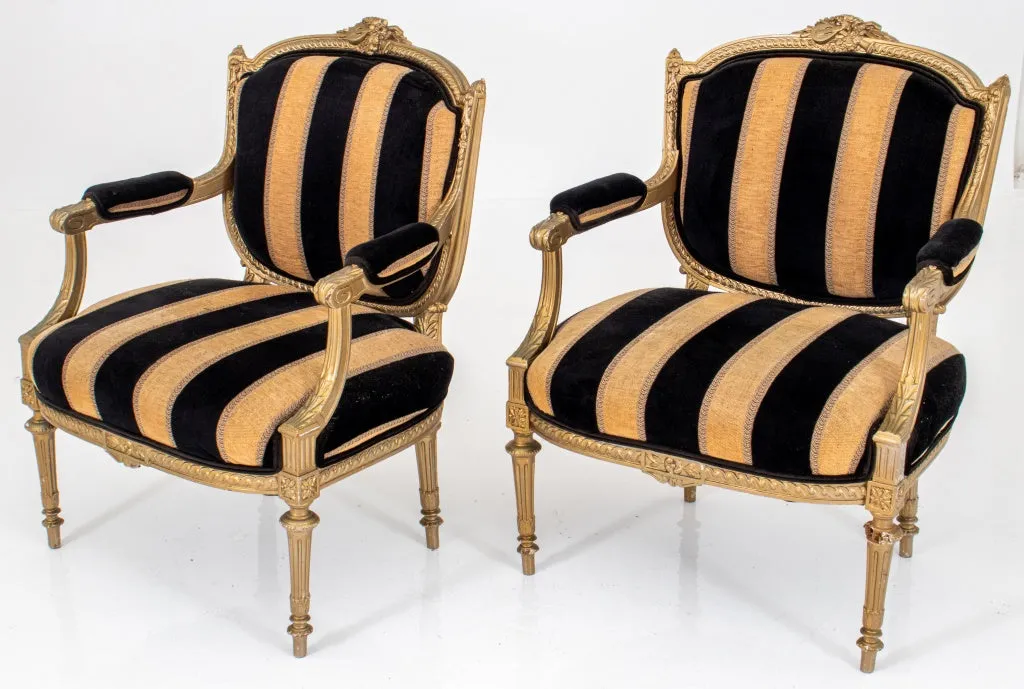 Louis XVI Style Fauteuils a la Reine, Pair