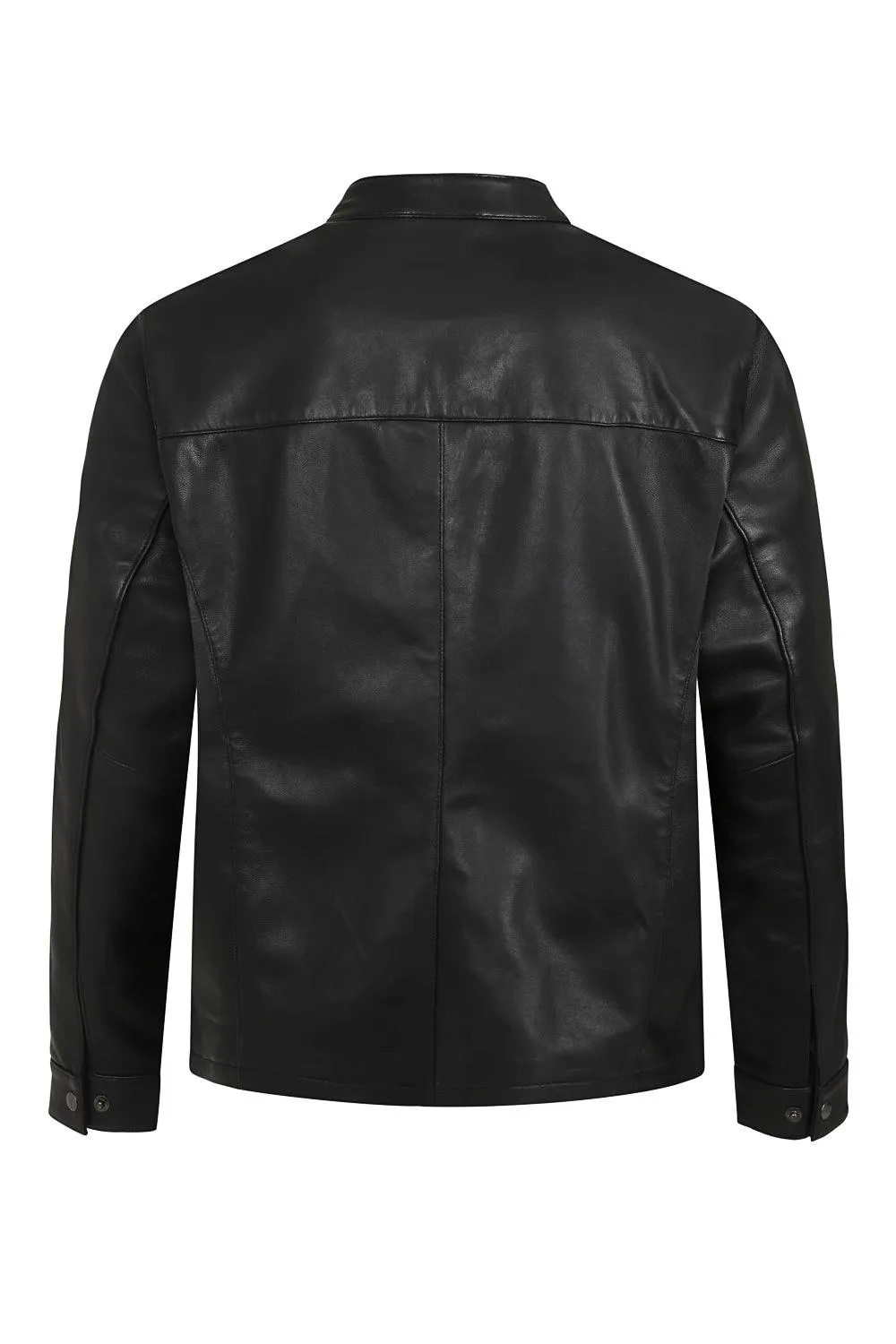 Men's Black Real Leather Classic Jacket - 'BILLY'