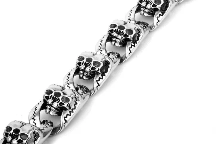 Men’s Stainless Steel Double Skull Head Bracelet