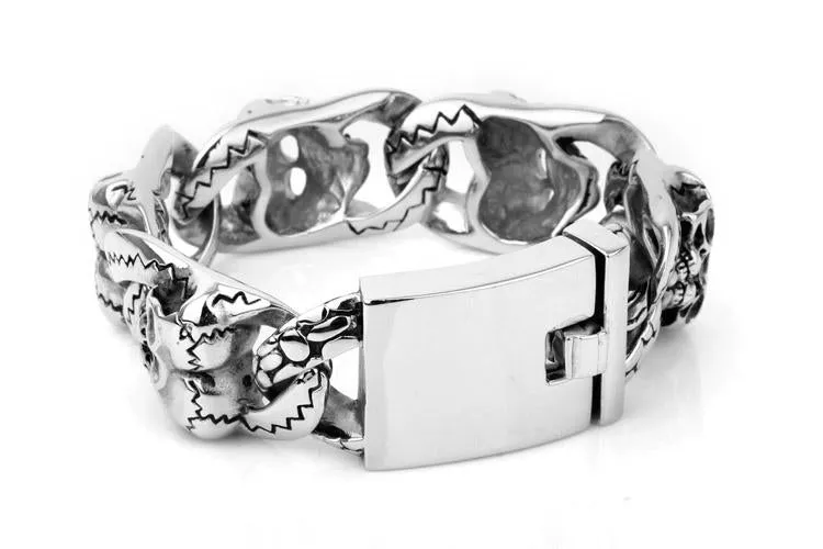 Men’s Stainless Steel Double Skull Head Bracelet