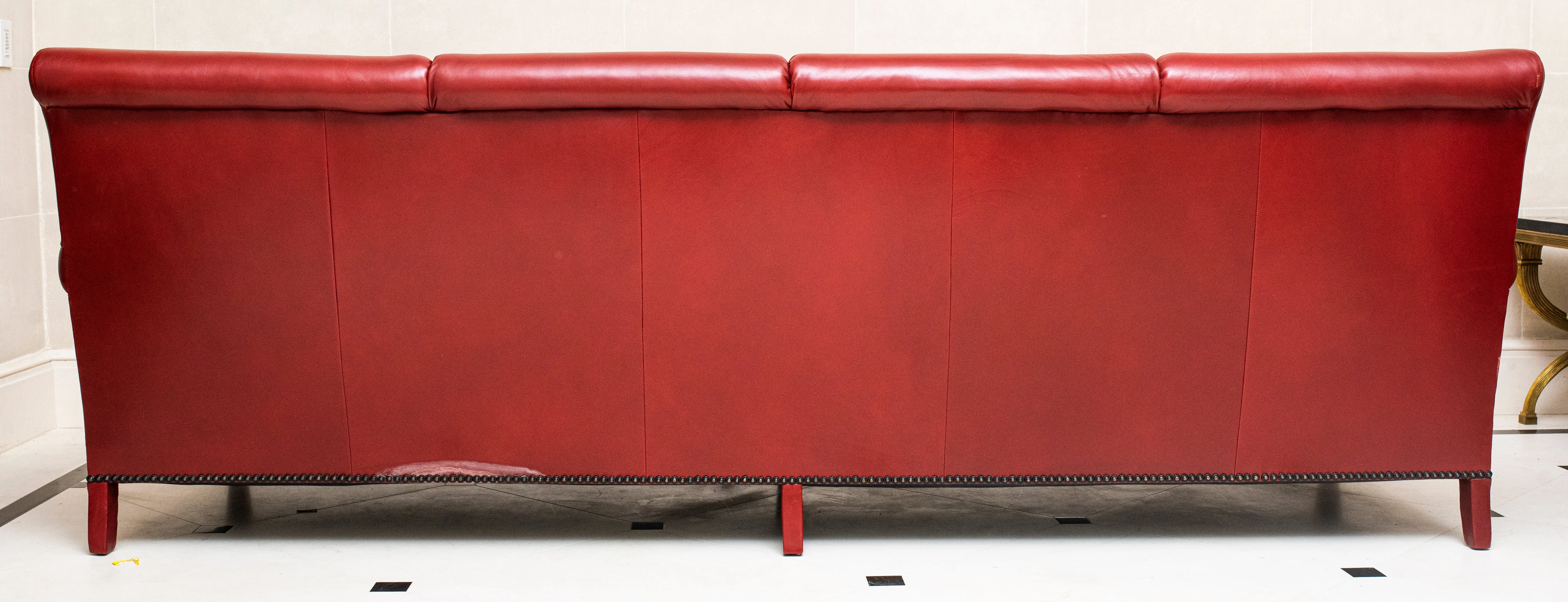 Modern Red Leather Custom Sofa