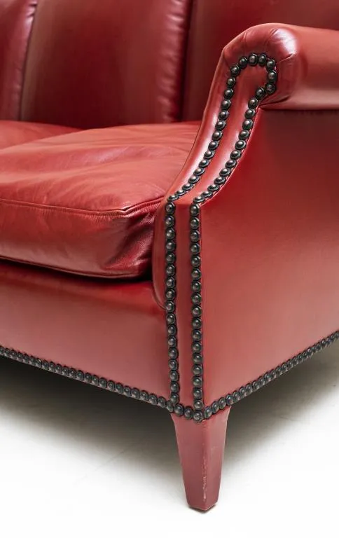 Modern Red Leather Custom Sofa