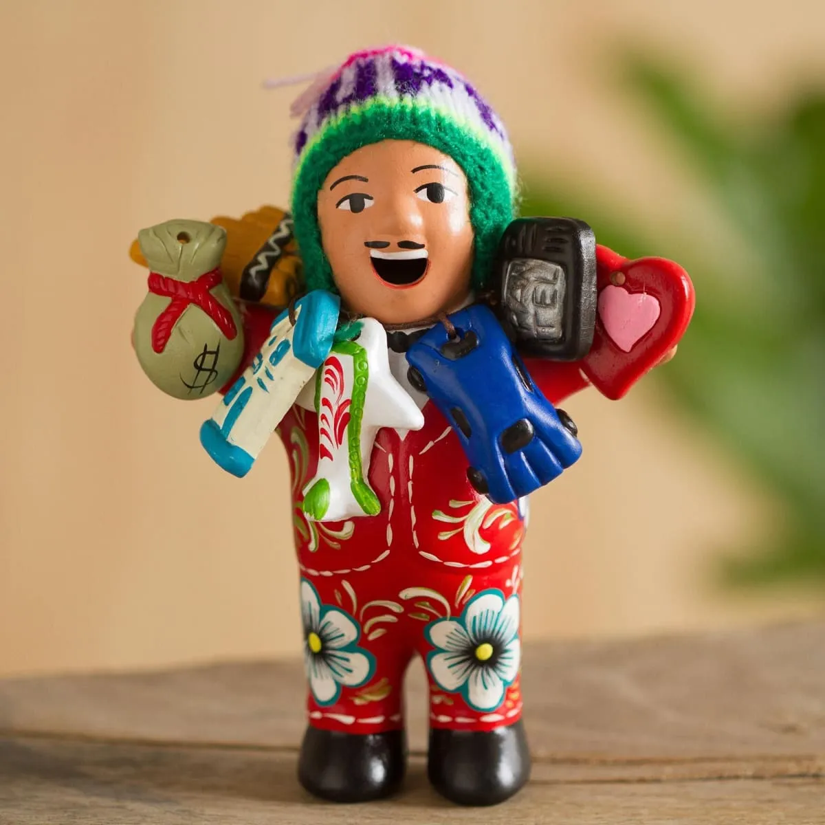 Novica Ekeko Of Abundance In Red Ceramic Figurine