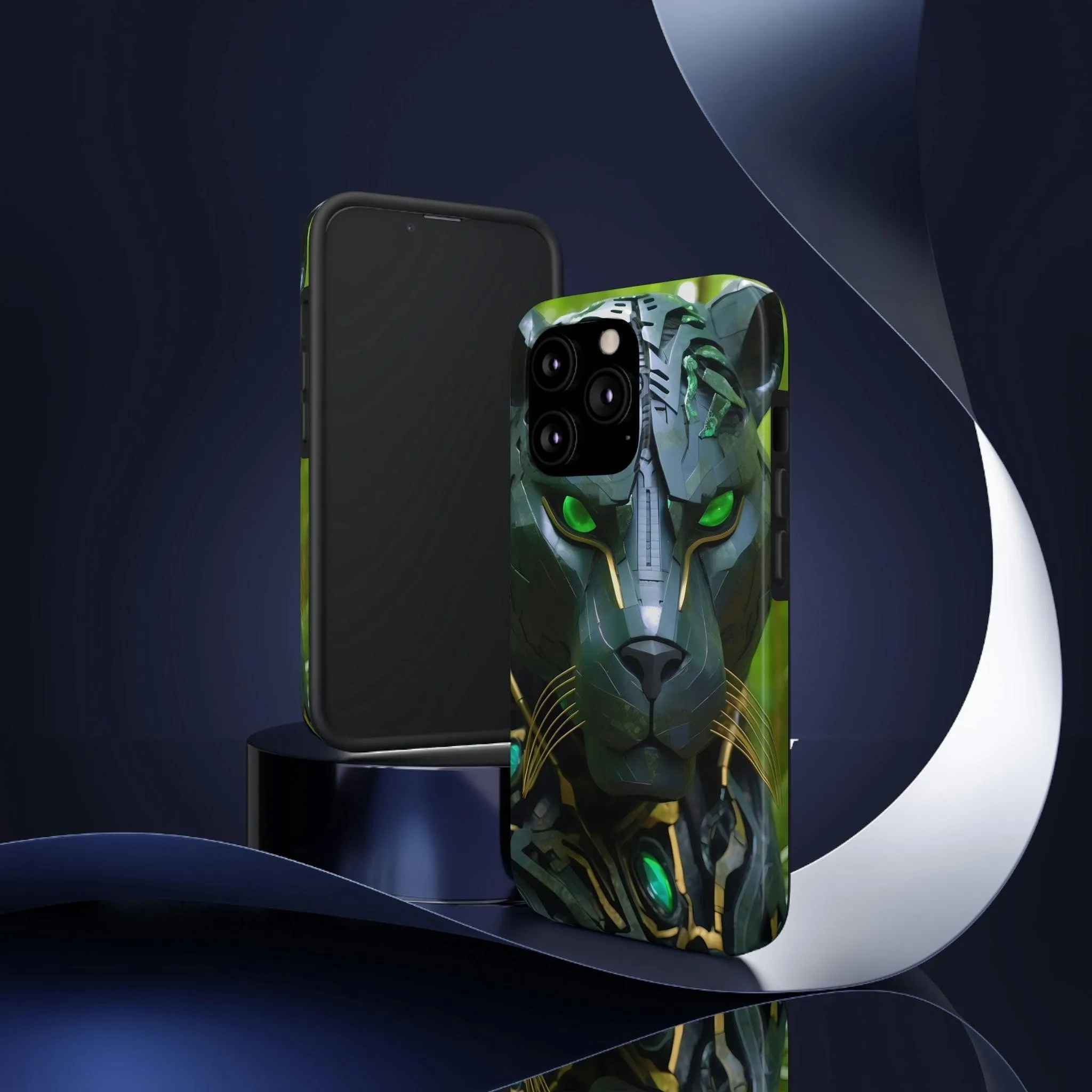 Obsidian Amazonian Black Panther Visionary Ai Art Phone Case - Tough, Unique, Custom Design by Alchemystics