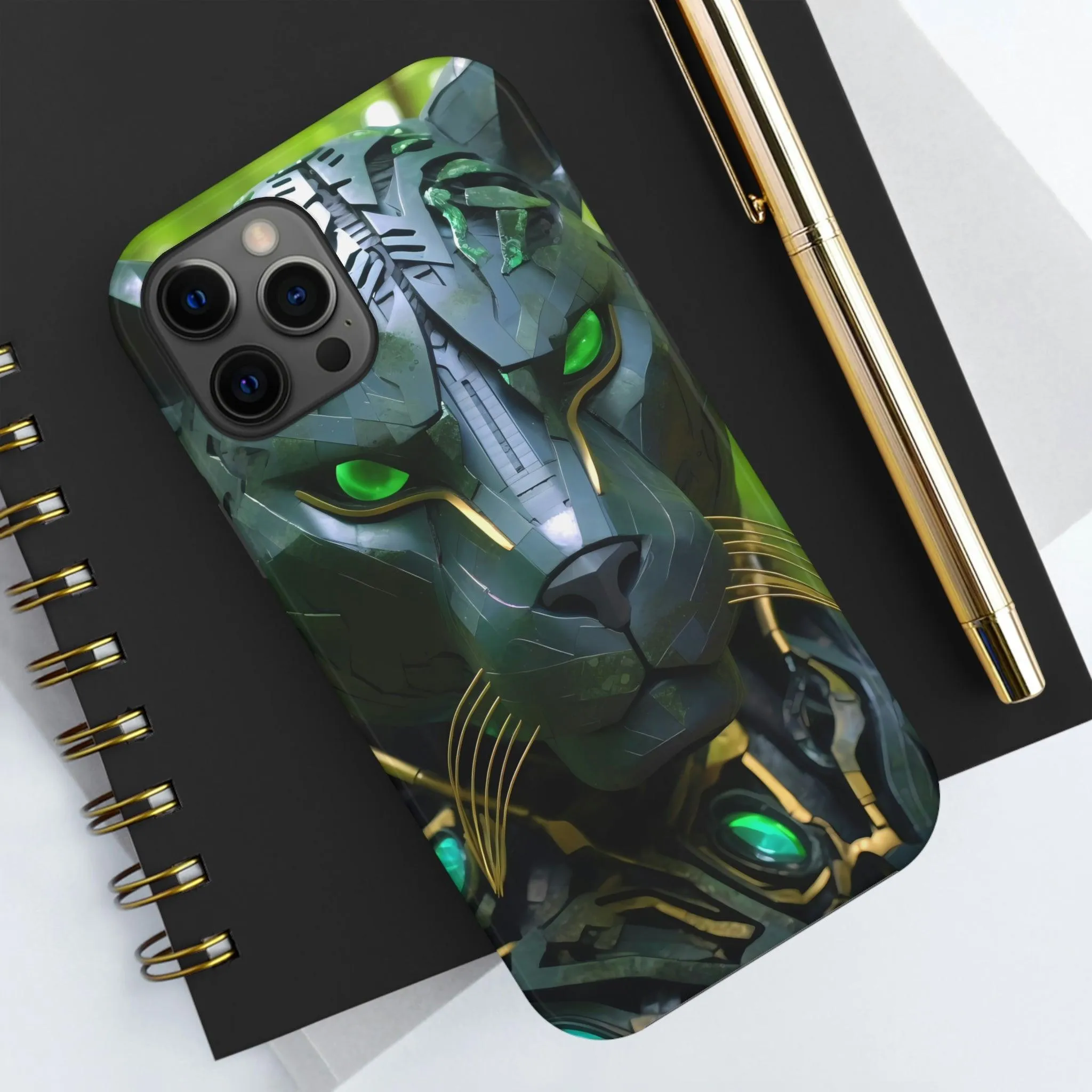 Obsidian Amazonian Black Panther Visionary Ai Art Phone Case - Tough, Unique, Custom Design by Alchemystics