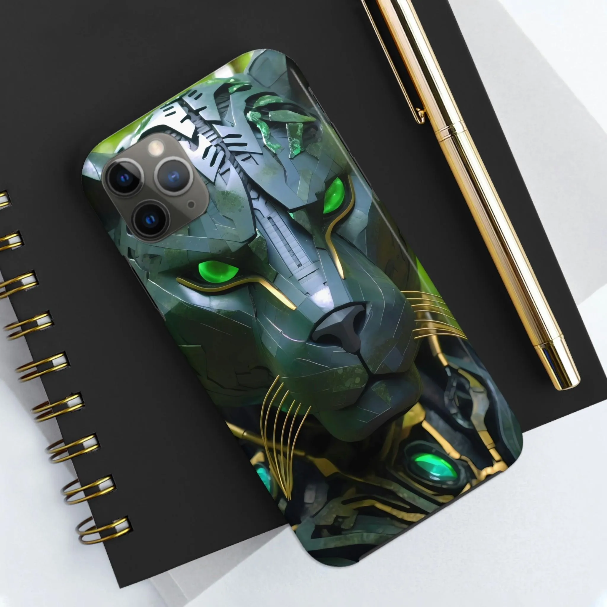 Obsidian Amazonian Black Panther Visionary Ai Art Phone Case - Tough, Unique, Custom Design by Alchemystics